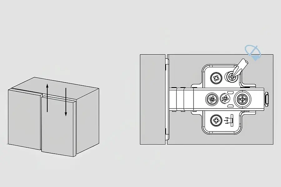 Регулировка по высоте: выравнивает фасад по верхнему и нижнему краю